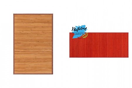 Alfombra bambú ribete rojo