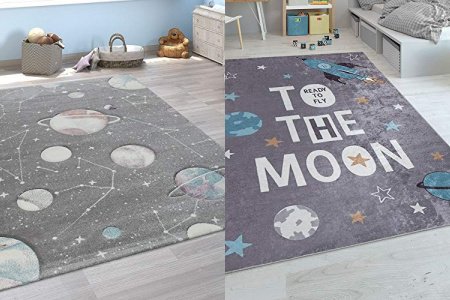 Alfombra gris estrellas infantil